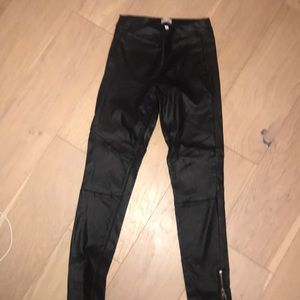 Black faux leather pants